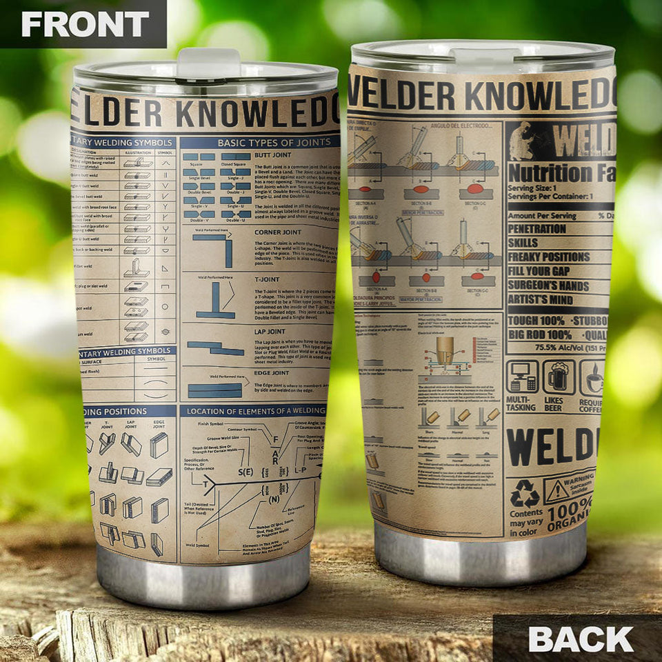 Tumbler Welder Stainless Steel Tumbler Travel Customize Name, Text, Number, Image Cup - Welder Knowledge Stainless Steel Tumbler Travel Customize Name, Text, Number, Image - Best Welder Gift Ideas - Love Mine Gifts