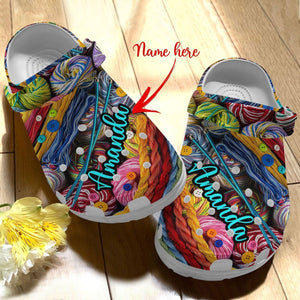 Crochet Fashionstyle For Women Men Kid Print 3D Colorful Yarns Personalized Clogs