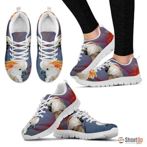 Salmon Crested Cockatoo Parrot Sneakers Running Shoes, Sneaker Custom Shoes For Women