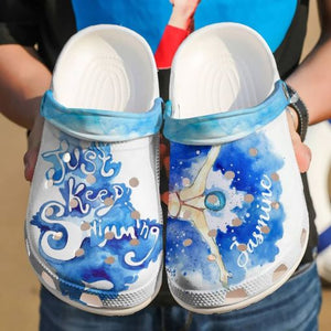 Swimming Just Keep Sku 2459 Custom Sneakers Name Shoes Personalized Clogs