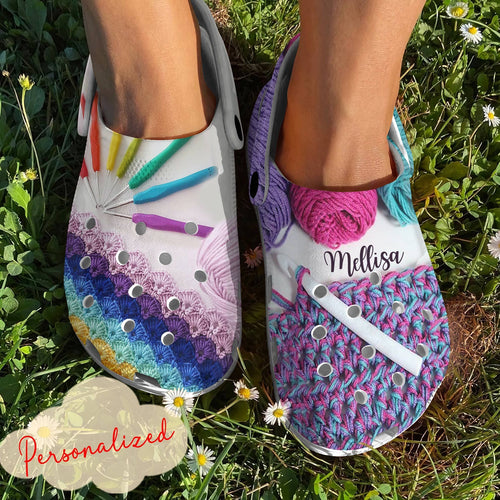 Crochet And Knitting Colorful Yarn  Personalized Clogs