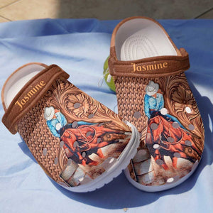 Barrel Racing Whitesole Personalized Clogs
