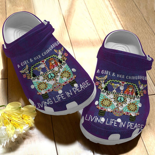 Chihuahua Whitesole Living In Peace Personalized Clogs