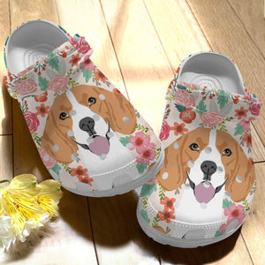 Beagle Floral Background Evg2368 Personalized Clogs