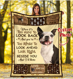 Boston Terrier Beside You Personalized Photo Upload Fleece Blanket Print 3D, Unisex, Kid, Adult