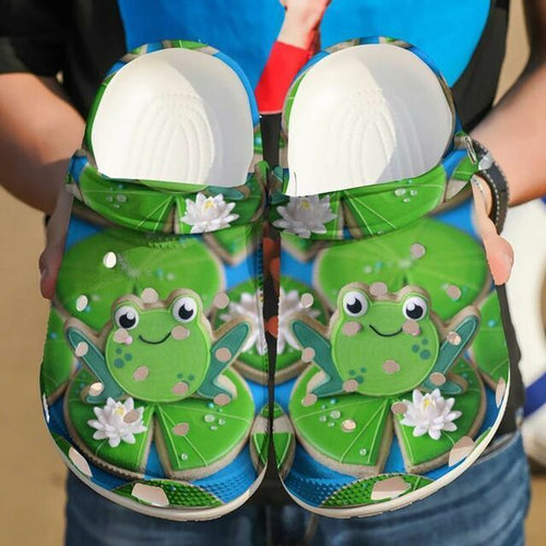 Frog Cookies Lotus 102 Gift For Lover Rubber Comfy Footwear Personalized Clogs