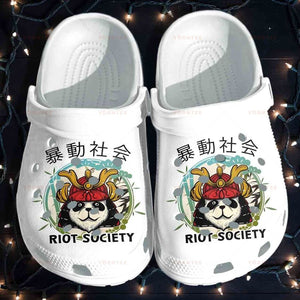 Cutie Panda Japanese Style Shoes Gift For Boy Girl - Riot Society Panda Birthday Gift For Mens And Womens Personalized Clogs