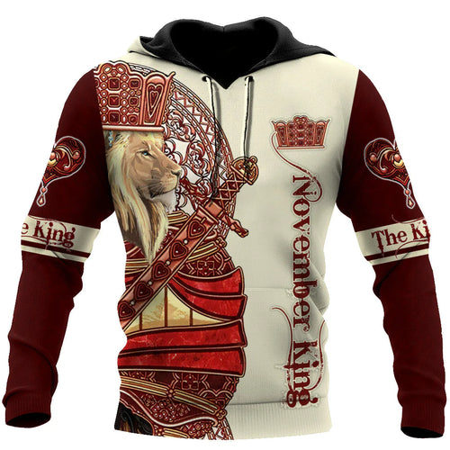 Apparel November Lion Royal King 3D All Over Printed Unisex Shirts 3D All Over Printed Custom Text Name - Love Mine Gifts