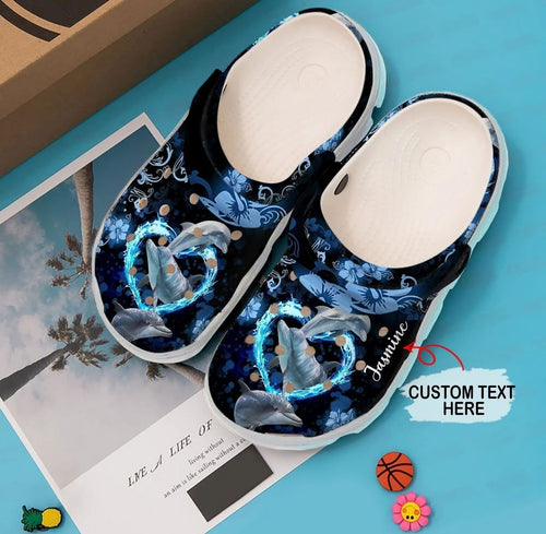  Dolphin, Fashion Style Print 3D Blue Dolphins For Women, Men, Kid Personalized Clogs