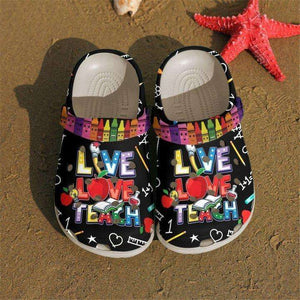 Funny Crayons Live Love Teach Gift For Teacher Shoes Personalized Clogs