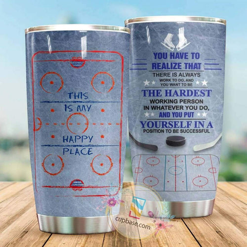 Tumbler This Is My Happy Place Hockey Personalized Stainless Steel Tumbler Customize Name, Text, Number M09T9 - Love Mine Gifts
