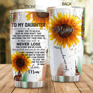 Tumbler Mom To Daughter You Will Never Lose Custom Personalized Stainless Steel Tumbler Customize Name, Text, Number V14D3 - Love Mine Gifts