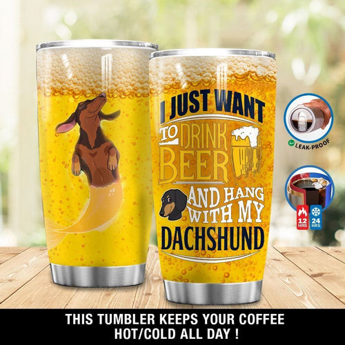 Tumbler Personalized Dachshund Beer Gs-0104Tt Stainless Steel Tumbler Customize Name, Text, Number - Love Mine Gifts