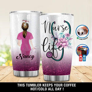Tumbler Personalized Nurse Life Gs-3103Tt Stainless Steel Tumbler Customize Name, Text, Number - Love Mine Gifts