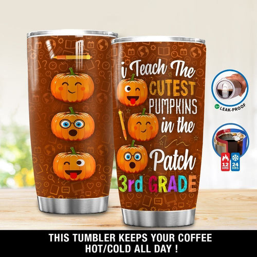 Tumbler Personalized Halloween Teacher I Teach Cutest Pumpkins 3Rd Grade Gs-Nt2703Vb Stainless Steel Tumbler Customize Name, Text, Number - Love Mine Gifts