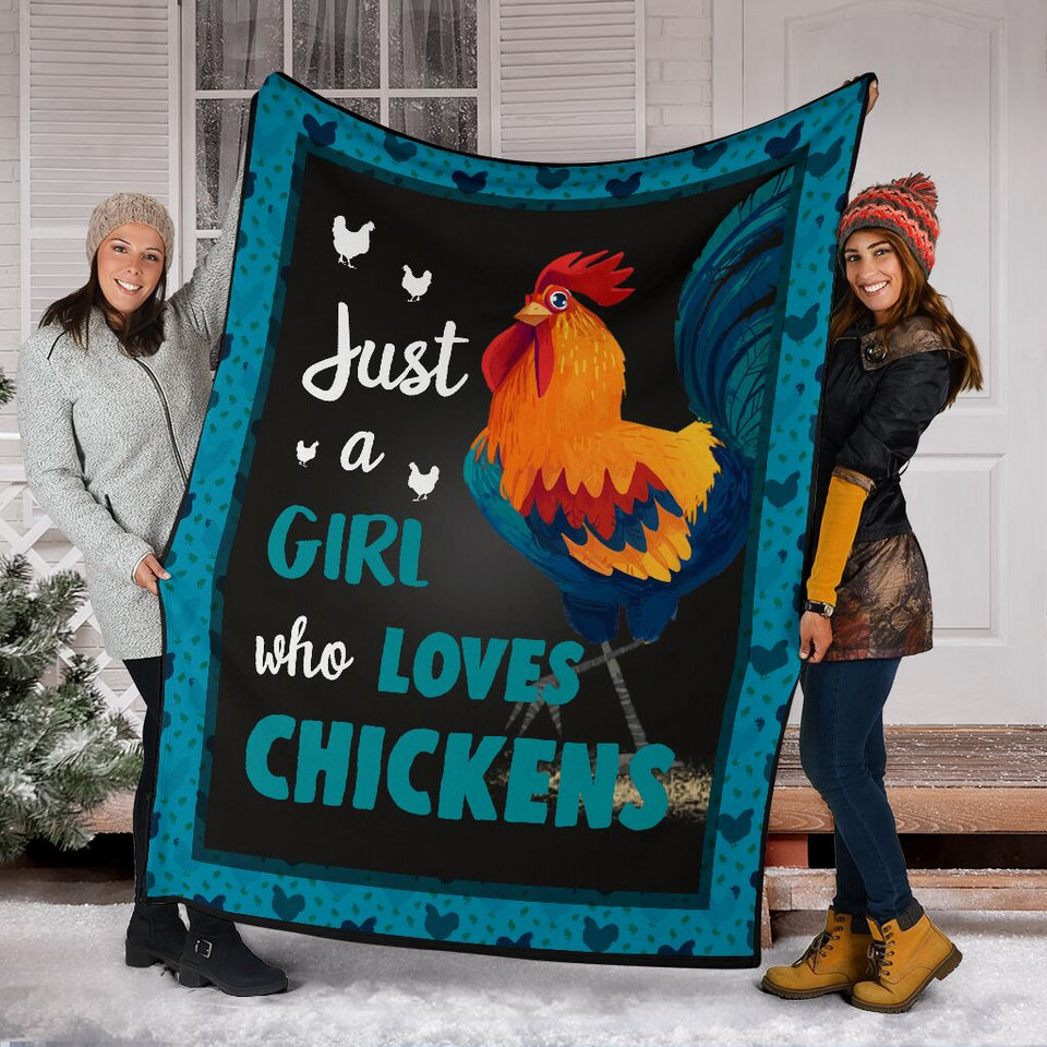 Fleece Blanket Just A Girl Who Loves Chickens Fleece Blanket Print 3D, Unisex, Kid, Adult - Love Mine Gifts
