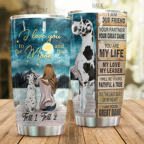 Tumbler Personalized Great Dane Dog Great Dane My Dog Kl0210057Cl Stainless Steel Tumbler Customize Name, Text, Number - Love Mine Gifts