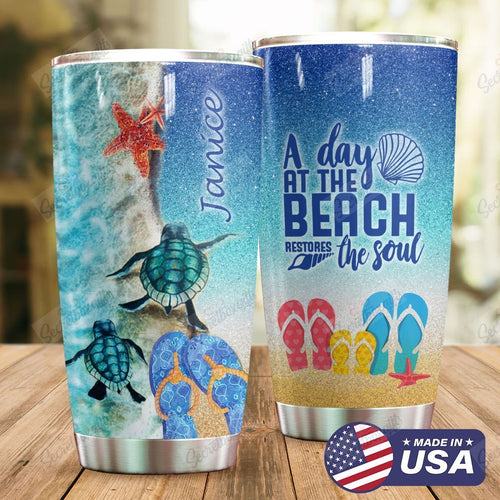 Tumbler Personalized Beach Ld0310587Cl Stainless Steel Tumbler Travel Customize Name, Text, Number, Image - Love Mine Gifts