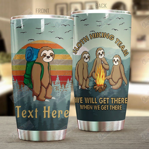 Tumbler Personalized Hiking Sloth Hiking Team Nc0710009Cl Stainless Steel Tumbler Customize Name, Text, Number - Love Mine Gifts