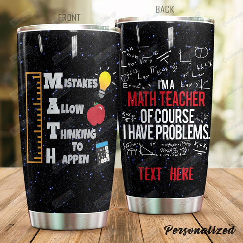 Tumbler Personalized Math Teacher Nc0810503Cl Stainless Steel Tumbler Travel Customize Name, Text, Number, Image - Love Mine Gifts