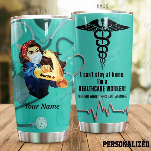 Tumbler Personalized Nurse Power Kl1010127Cl Stainless Steel Tumbler Travel Customize Name, Text, Number, Image - Love Mine Gifts