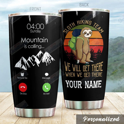 Tumbler Personalized Sloth Hiking Team Nc1010395Cl Stainless Steel Tumbler Travel Customize Name, Text, Number, Image - Love Mine Gifts
