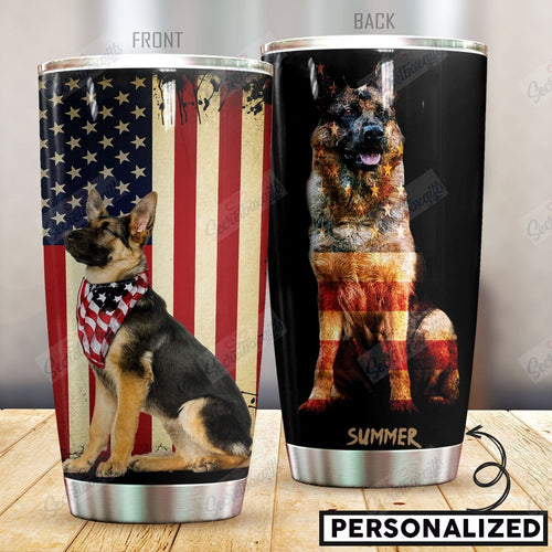 Tumbler Personalized German Shepherd Dog Flag Nc1010219Cl Stainless Steel Tumbler Travel Customize Name, Text, Number, Image - Love Mine Gifts