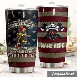 Tumbler Personalized American Firefighter Nc1010233Cl Stainless Steel Tumbler Travel Customize Name, Text, Number, Image - Love Mine Gifts