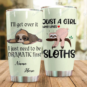 Tumbler Personalized Just A Girl Who Loves Sloths Nc1010475Cl Stainless Steel Tumbler Travel Customize Name, Text, Number, Image - Love Mine Gifts