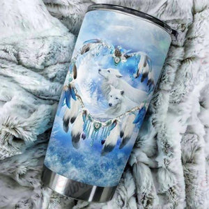 Tumbler Personalized Native Wolf Am1010106Cl Stainless Steel Tumbler Travel Customize Name, Text, Number, Image - Love Mine Gifts