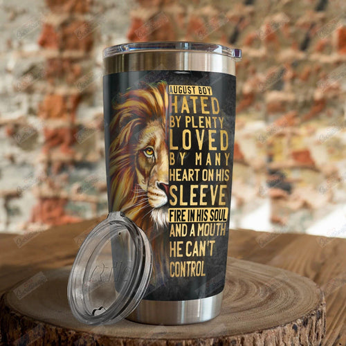 Tumbler Personalized Lion August Boy Dd12100174Cl Stainless Steel Tumbler Customize Name, Text, Number - Love Mine Gifts