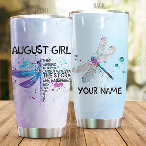 Tumbler Personalized August Dragonfly Nc1410645Cl Stainless Steel Tumbler Travel Customize Name, Text, Number, Image - Love Mine Gifts