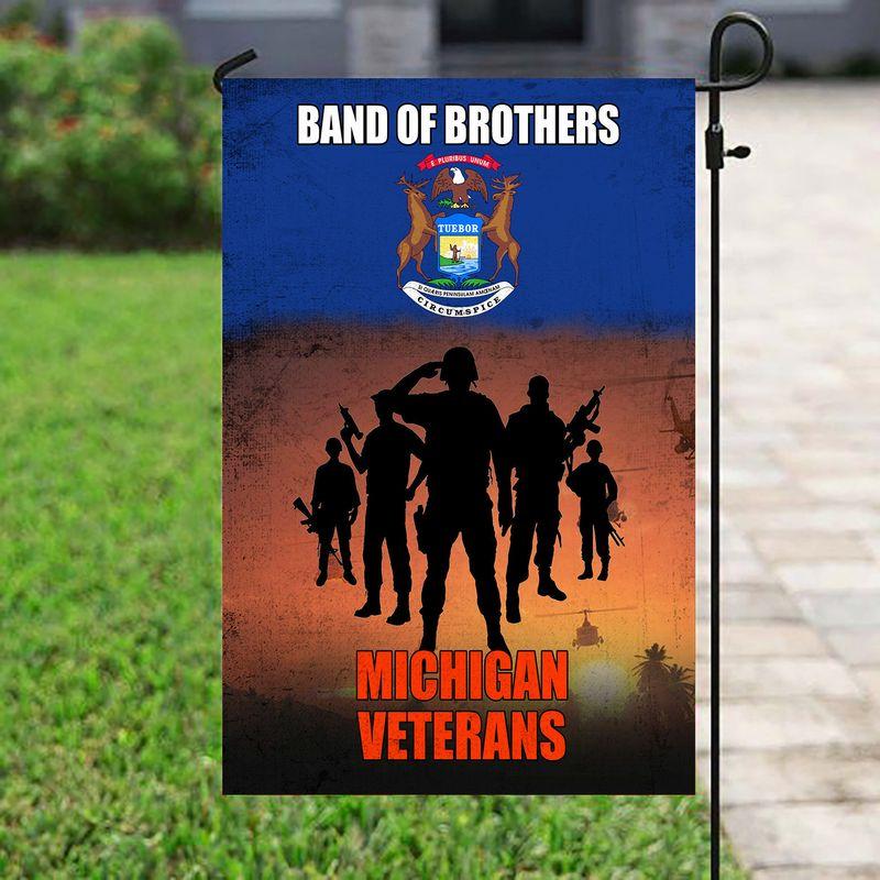 Band Of Brothers Michigan Veterans | Army Veteran American | Garden Flag | House Flag | Outdoor Decor