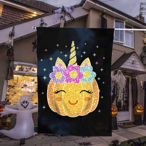 Cute Unicorn Pumpkin Halloween Thanksgiving Day | Halloween Yard Decor | Garden Flag | House Flag | Outdoor Decor