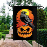 Halloween Crow Over the Pumpkin | Halloween Yard Decor | Garden Flag | House Flag | Outdoor Decor