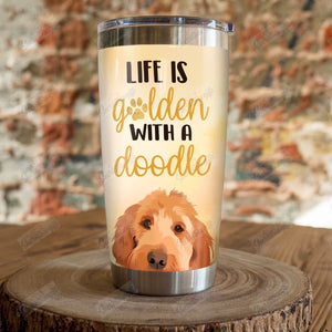 Tumbler Personalized Goldendoodle Dog Th1710117Cl Stainless Steel Tumbler Customize Name, Text, Number - Love Mine Gifts