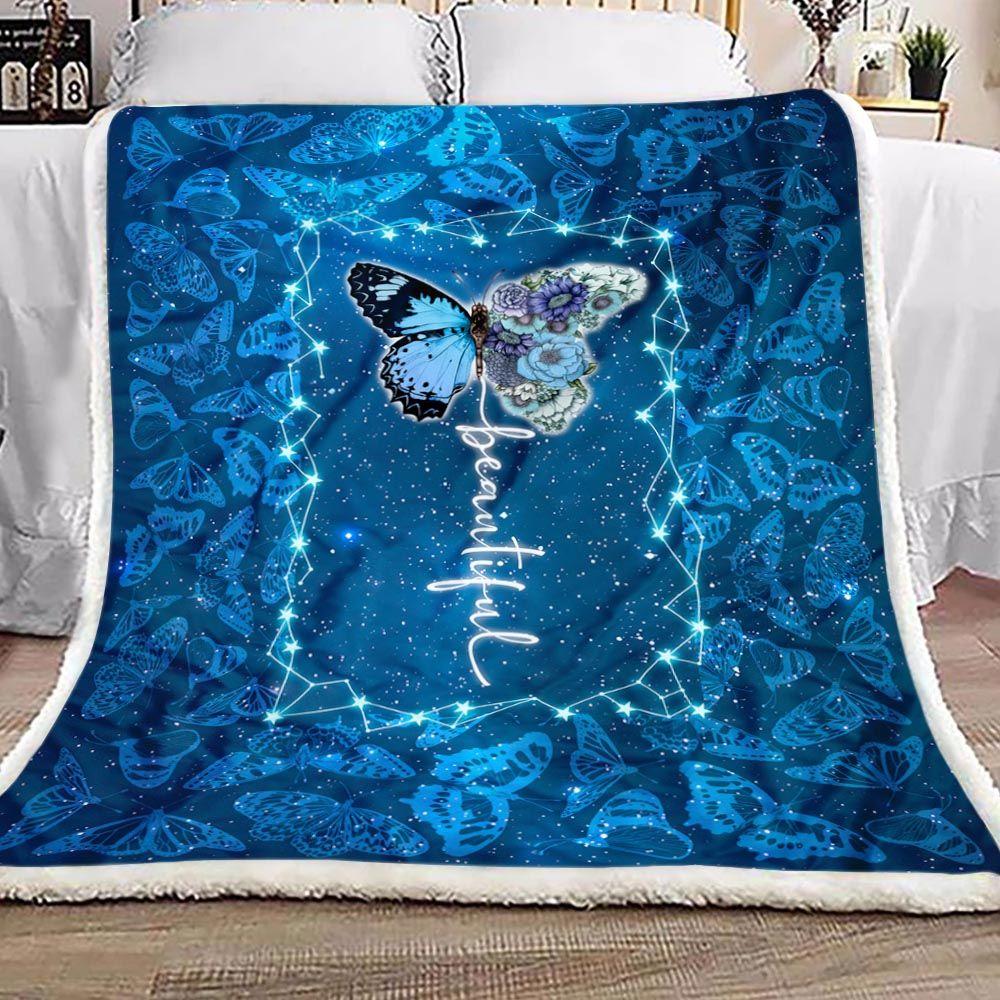 Fleece Blanket Beautiful Butterfly Personalized Custom Name Date Fleece Blanket Print 3D, Unisex, Kid, Adult - Love Mine Gifts