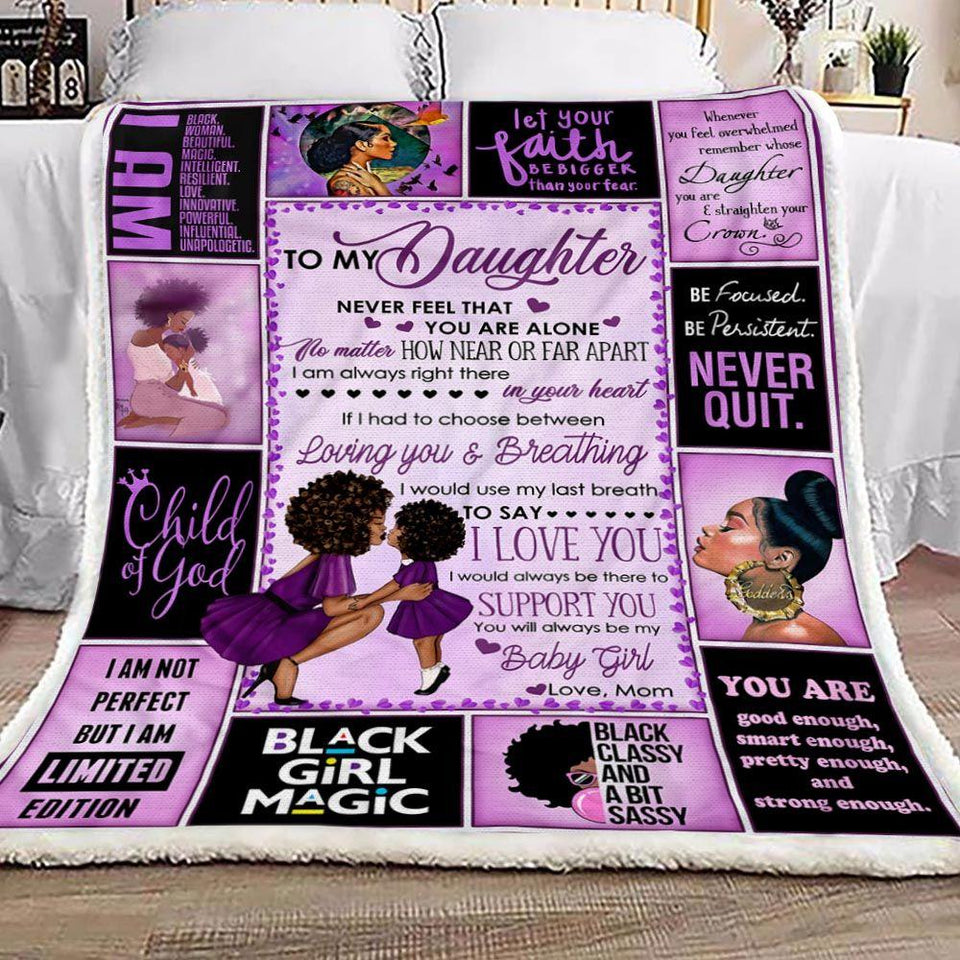Black Mom To Daughter Fleece Blanket | Gift for Daughter