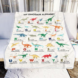 Fleece Blanket Dinosaur Alphabet Personalized Custom Name Date Fleece Blanket Print 3D, Unisex, Kid, Adult - Love Mine Gifts