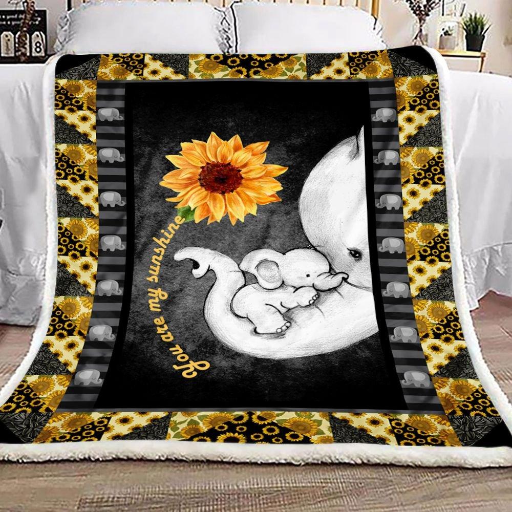 Fleece Blanket Elephant Sunflower Fleece Blanket Print 3D, Unisex, Kid, Adult - Love Mine Gifts