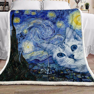 Cat Vango Style Fleece Blanket
