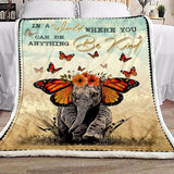 Fleece Blanket Elephant Butterfly, Be Kind Personalized Custom Name Date Fleece Blanket Print 3D, Unisex, Kid, Adult - Love Mine Gifts