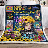 November Hippie Girl Fleece Blanket