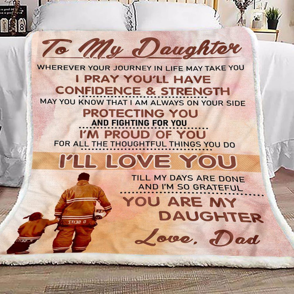 Firefighter Dad To Daughter Fleece Blanket Gift for Daughter