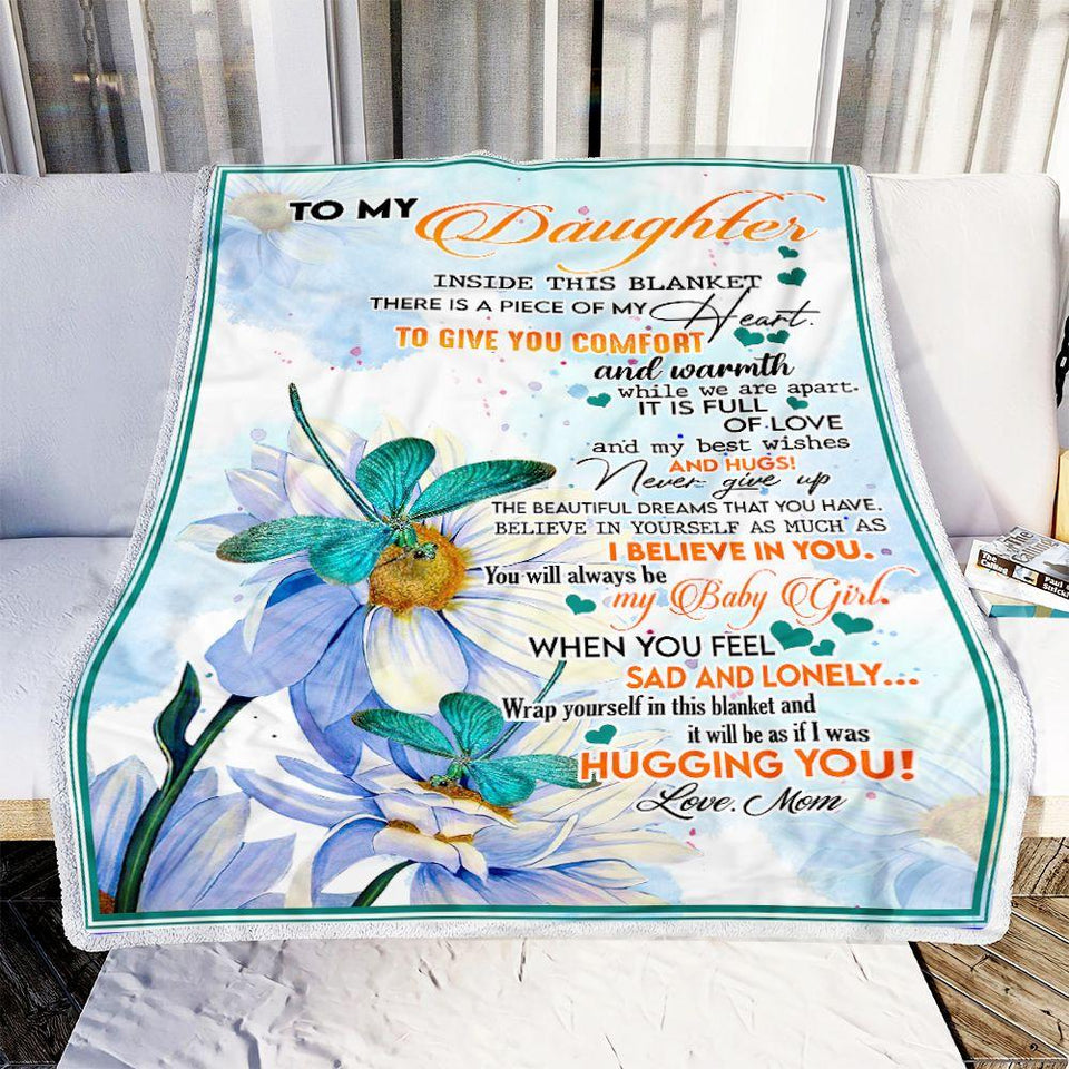 Mom To Daughter Dragonfly Fleece Blanket | Gift for Daughter