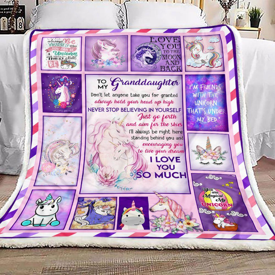 Grandma To Granddaughter Unicorn Fleece Blanket | Gift for Granddaughter