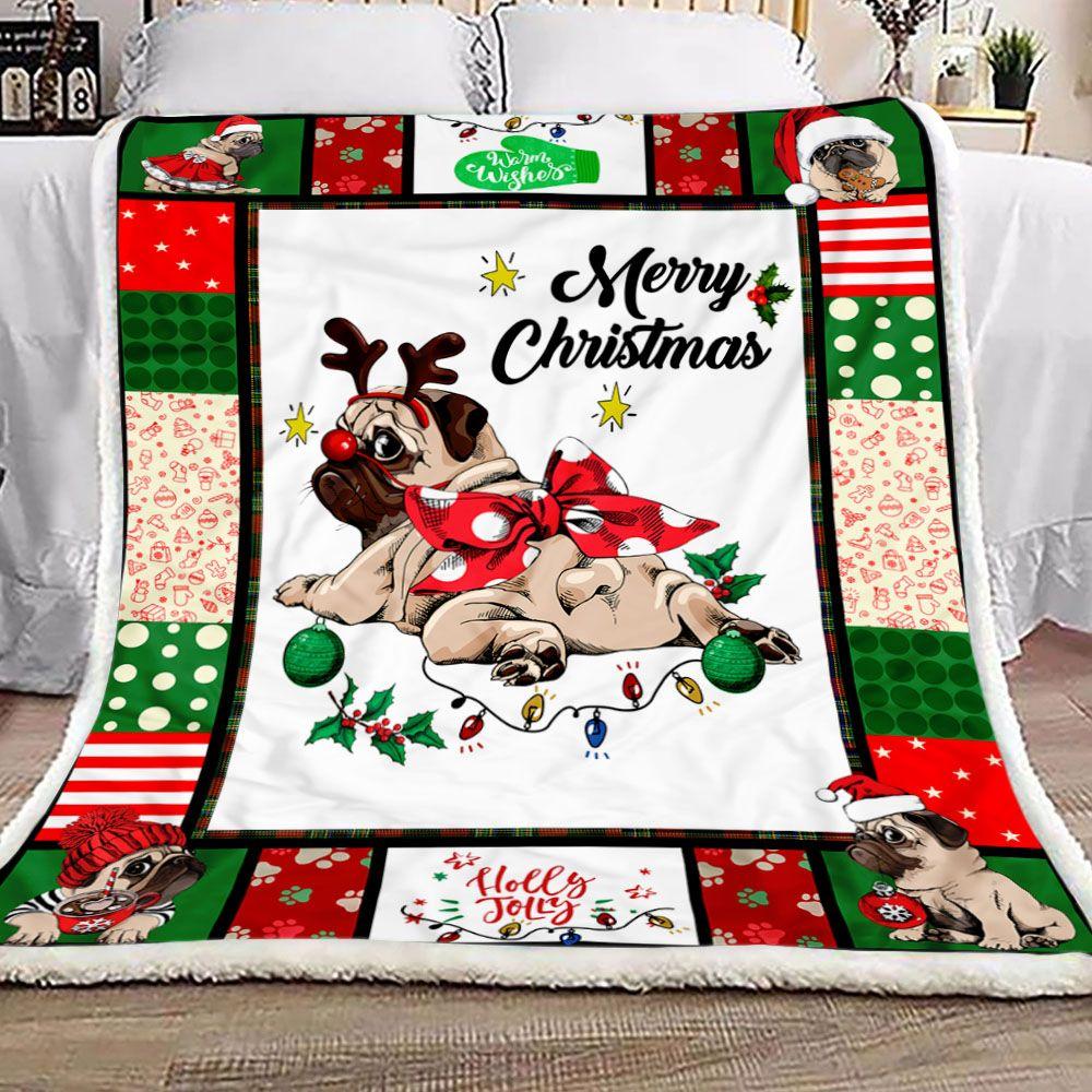 Fleece Blanket Pug Christmas Personalized Custom Name Date Fleece Blanket Print 3D, Unisex, Kid, Adult - Love Mine Gifts