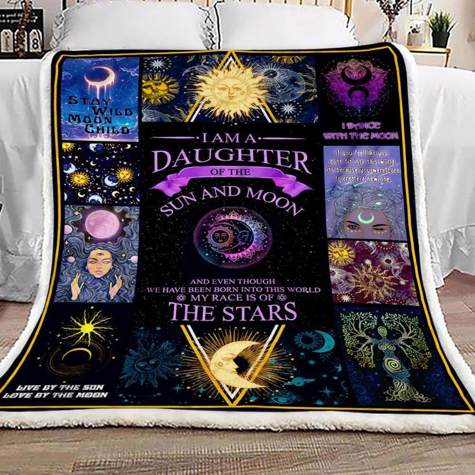 Hippie Daughter of the Sun And Moon Fleece Blanket | Gift for Daughter