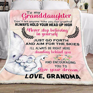 Grandma To Granddaughter Elephant Fleece Blanket | Gift for Granddaughter