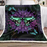 Fleece Blanket Purple Mandala Butterfly Personalized Custom Name Date Fleece Blanket Print 3D, Unisex, Kid, Adult - Love Mine Gifts